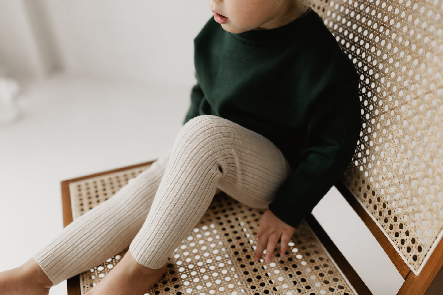 Irregular rib knit Leggings | Oat