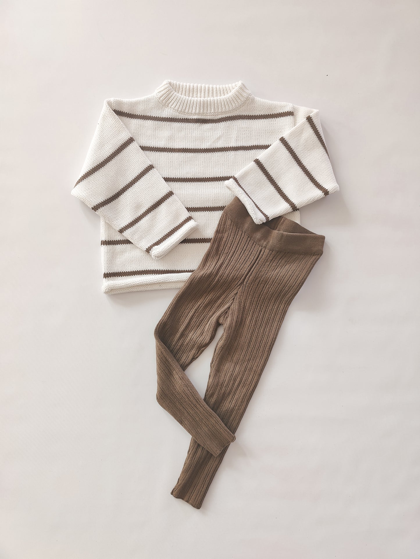 Irregular rib knit Leggings | Coffee