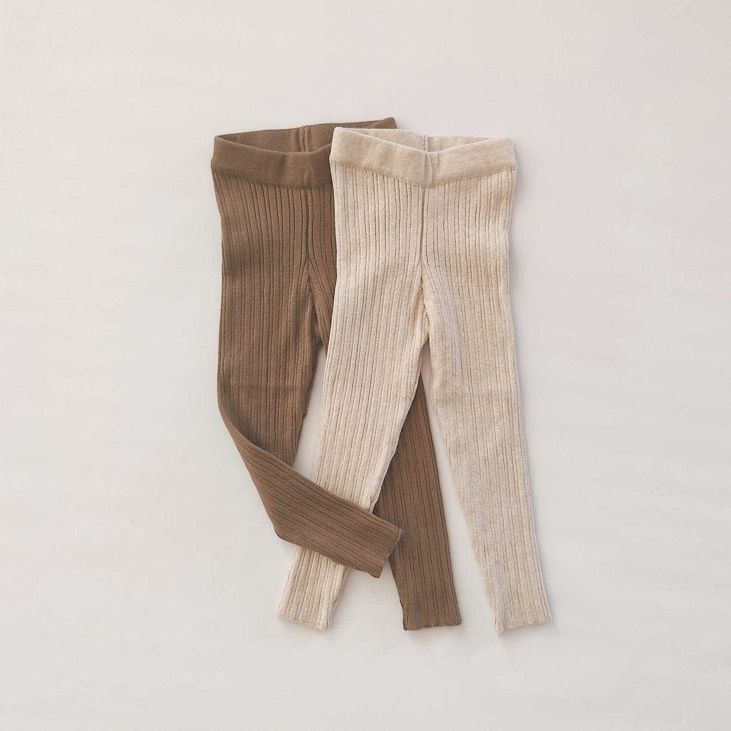 Irregular rib knit Leggings | Oat